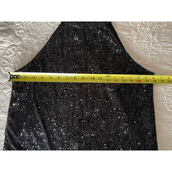 CABLE & GAUGE New Black Sequin Sleeveless Turtleneck Halter Top, Size Small - Picture 10 of 13